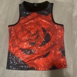 Others Follow Red and Black Sequin Tank Top